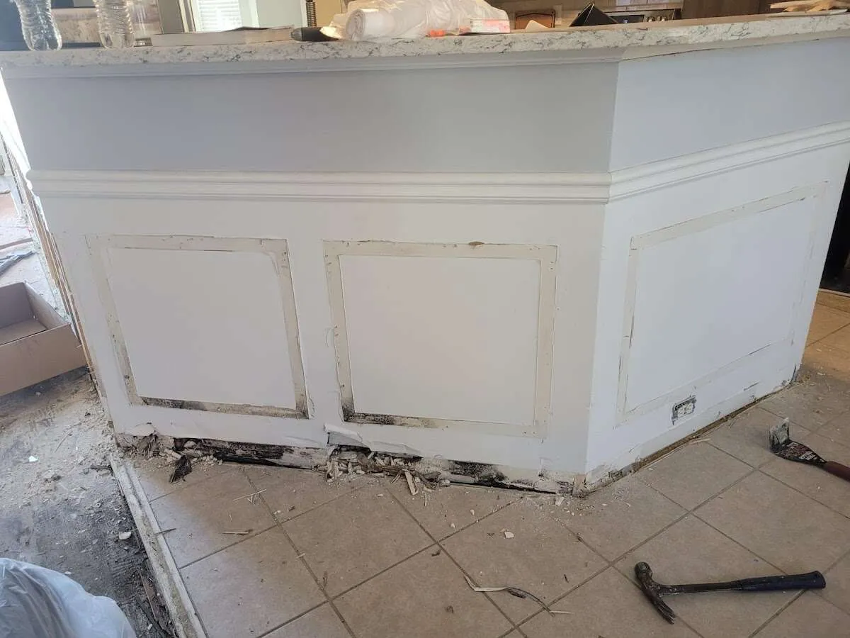 Water damage and mold on kitchen during Storm Damage Restoration in West Columbia